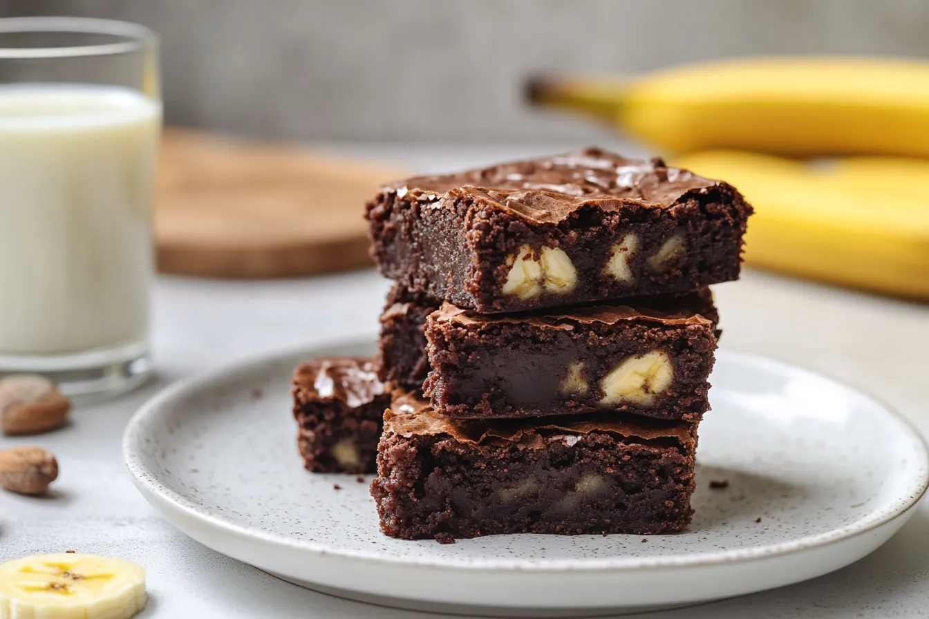 Finished banana brownies on a plate