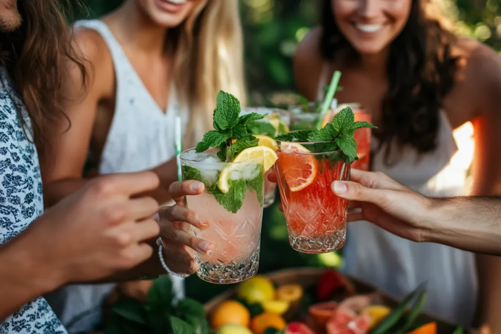 “Mocktail served at an outdoor summer gathering”