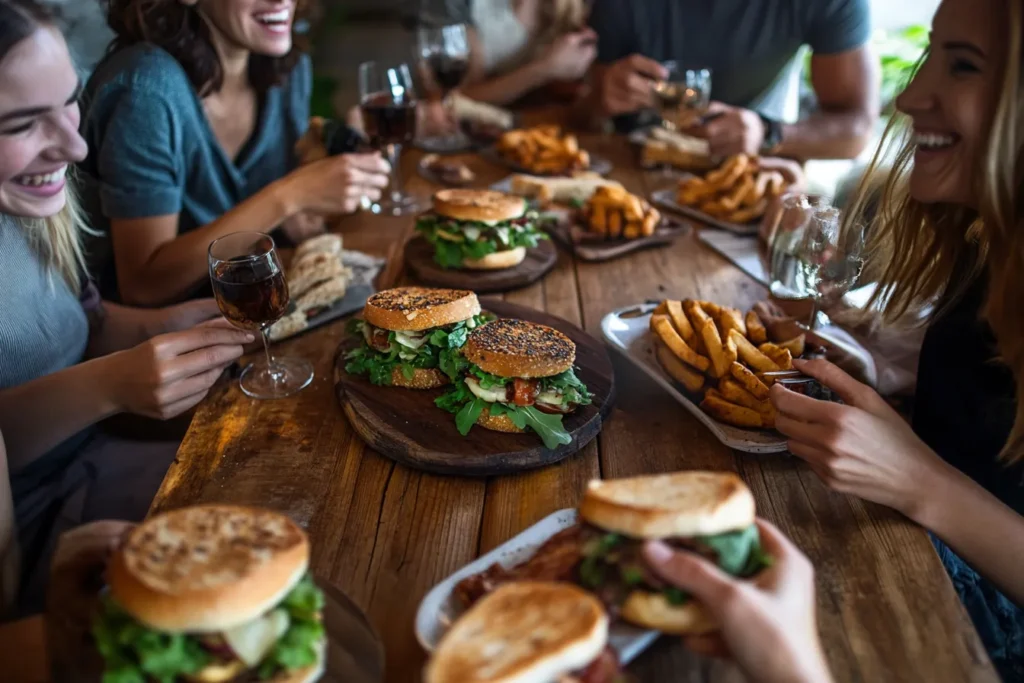 “Enjoying a knob sandwich with friends”