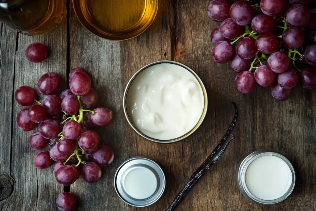 “Ingredients for grape ice cream”