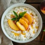 Cottage cheese and fresh peach snack bowl