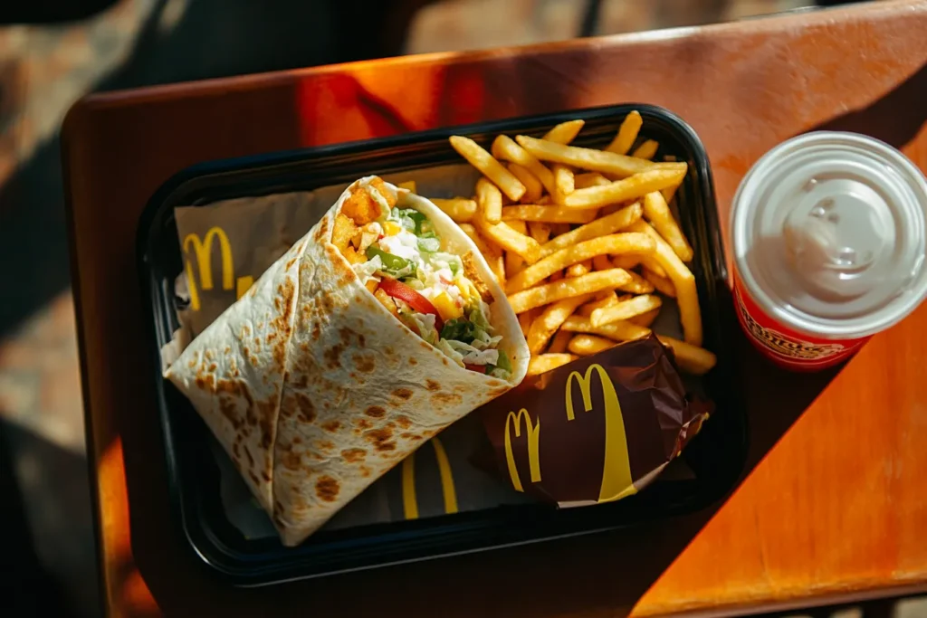 “Snack Wrap meal combo with fries and drink”