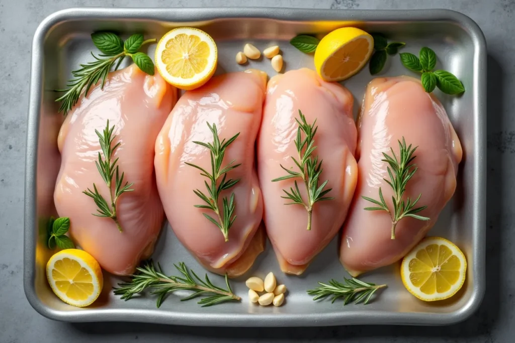 Sous vide chicken with herb and citrus marinade