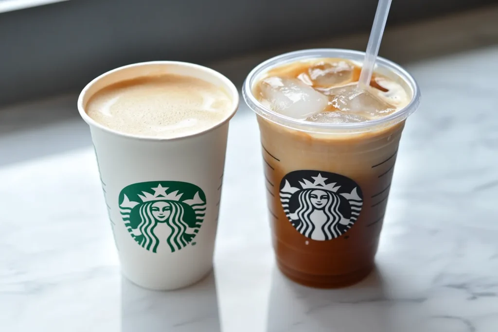 Starbucks Blonde Flat White and Iced Flat White drinks