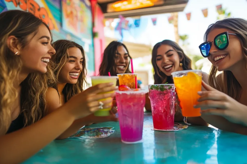 Young people filming a taste test for Taco Bell drinks