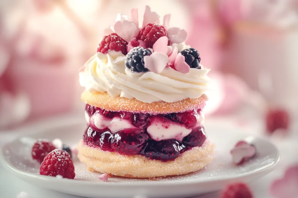 Close-up of the Encore Cookie with berry jam