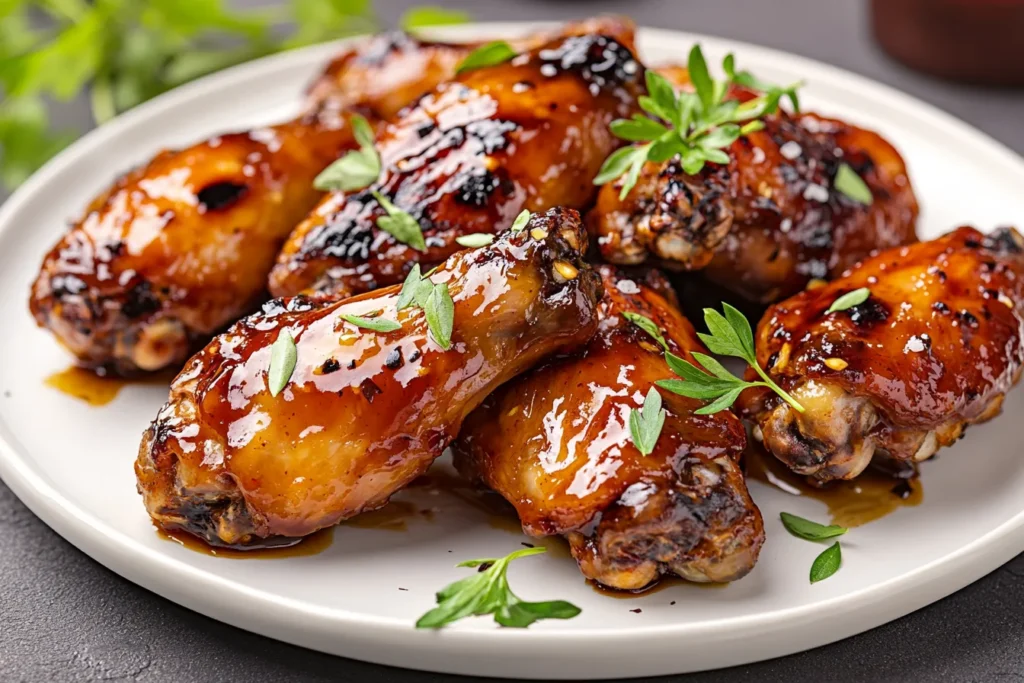 Tiger sauce drizzled on chicken wings