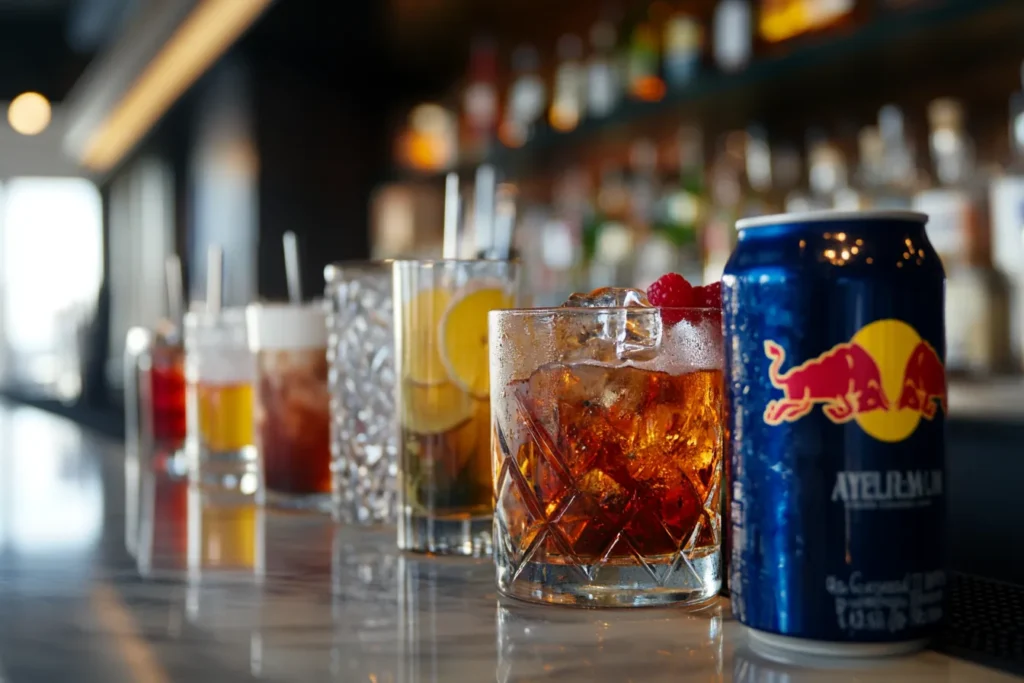 Ingredients for making a Trash Can Drink with energy drink