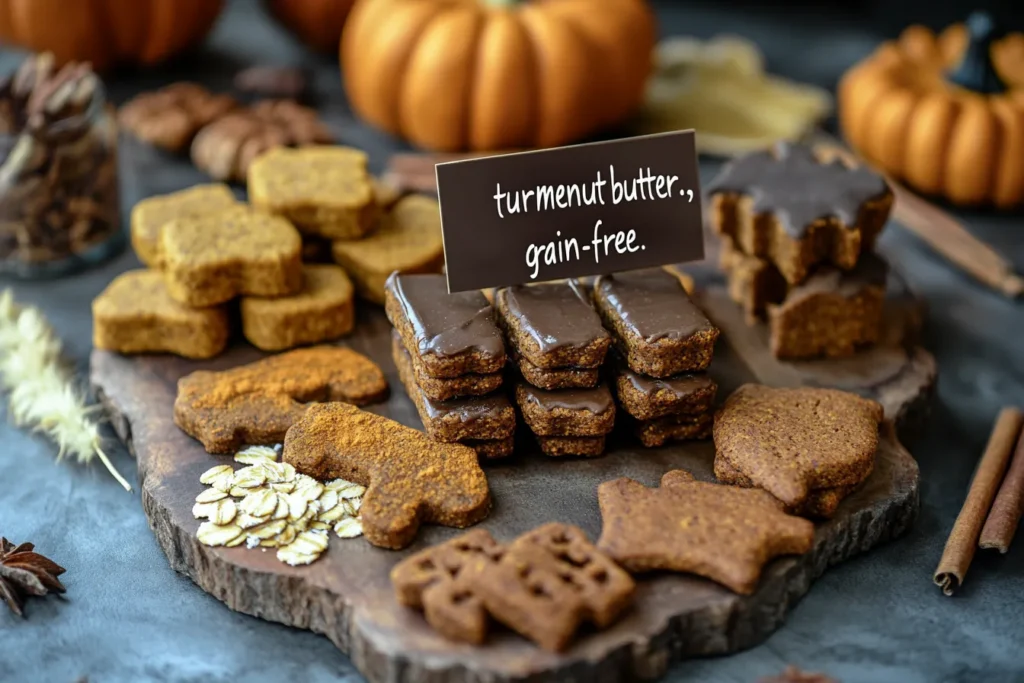 Different versions of pumpkin oatmeal dog treats