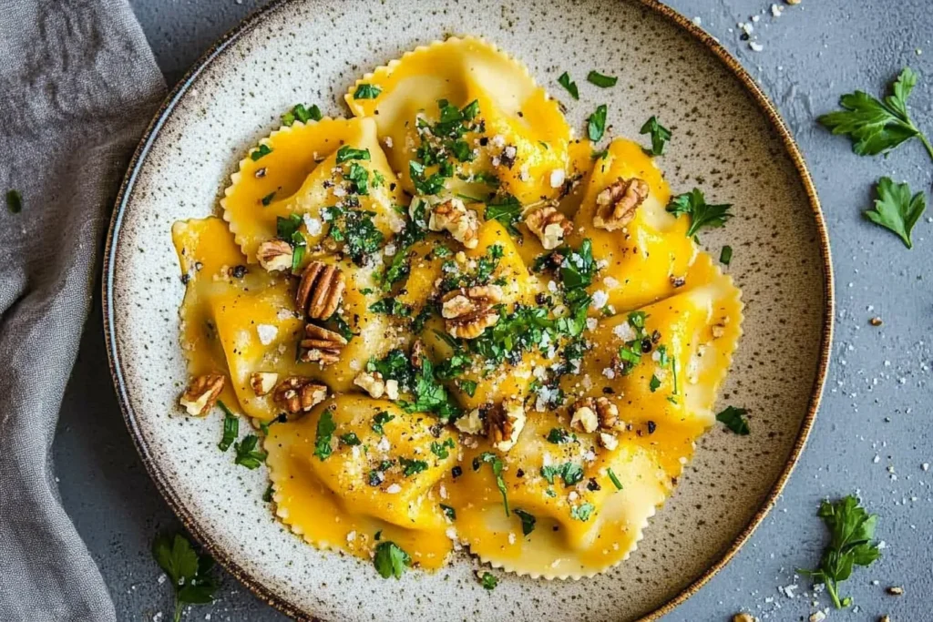 Vegan butternut squash sauce with toppings