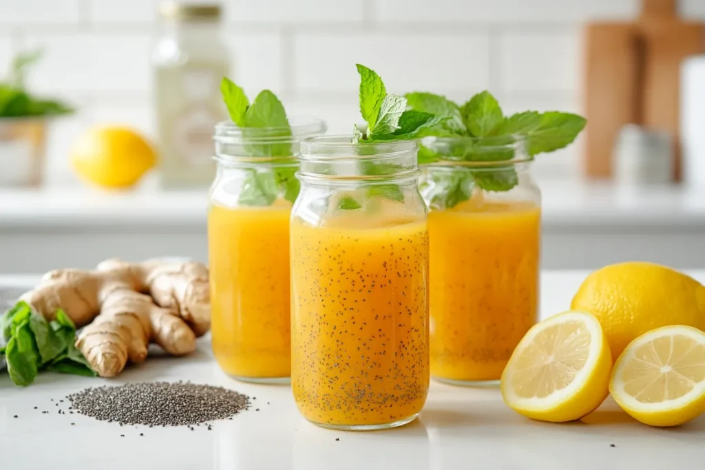 Health-conscious mocktails with turmeric, ginger, and herbs