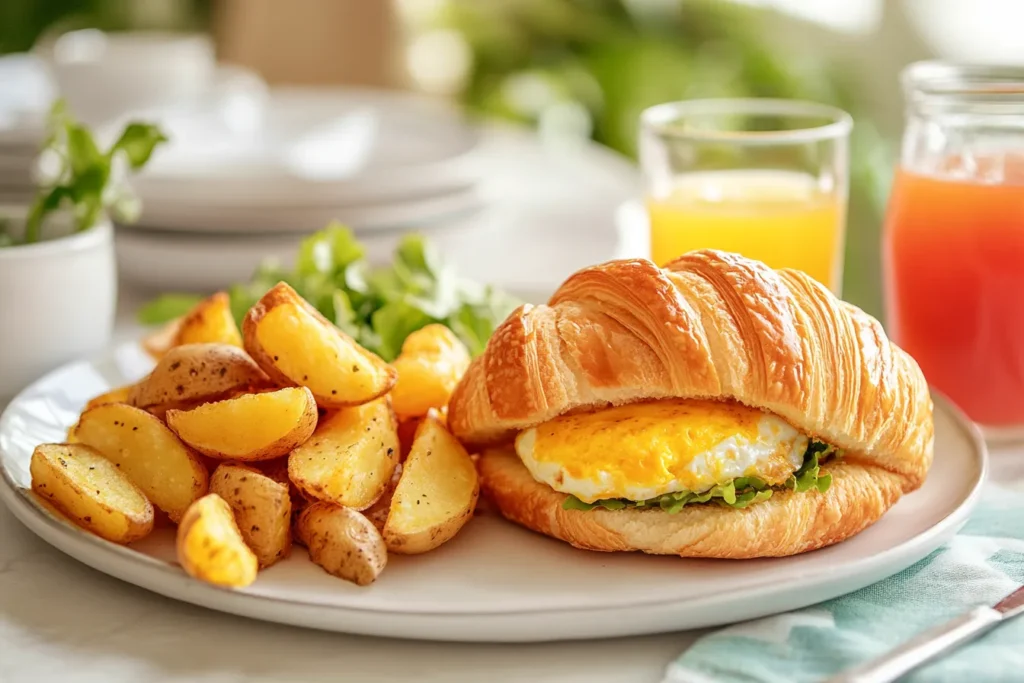 Wendy’s breakfast sandwich with seasoned potatoes