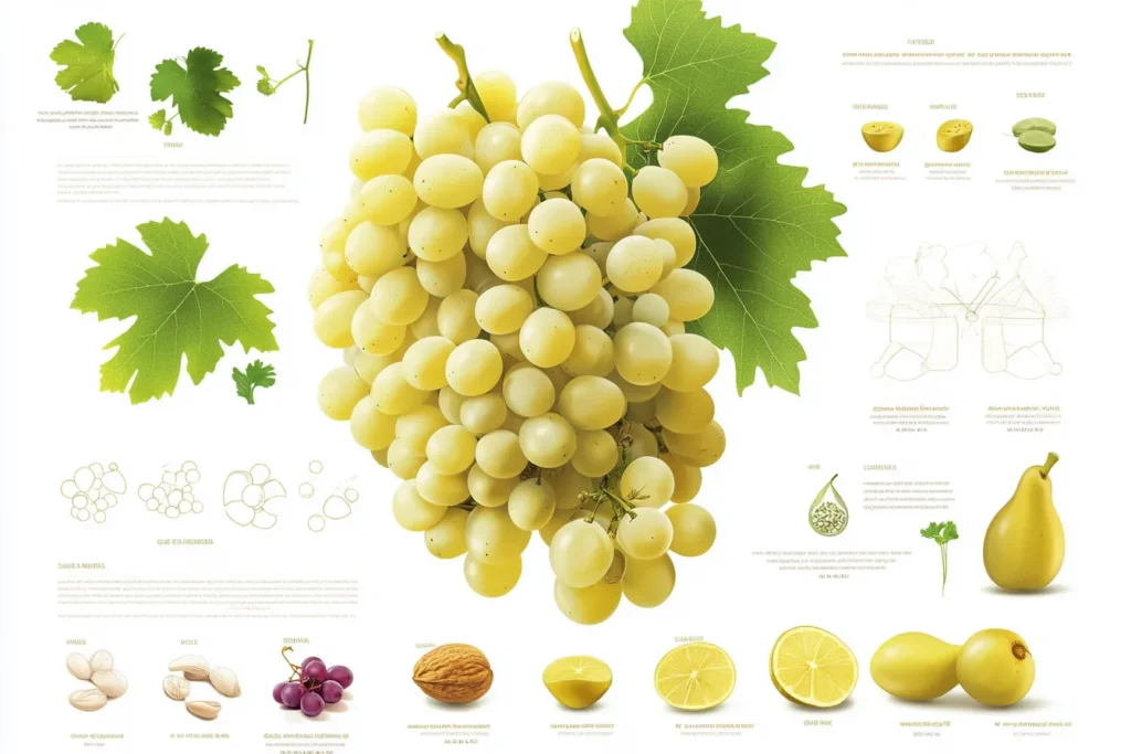 Nutritional chart of vitamins in white grapes