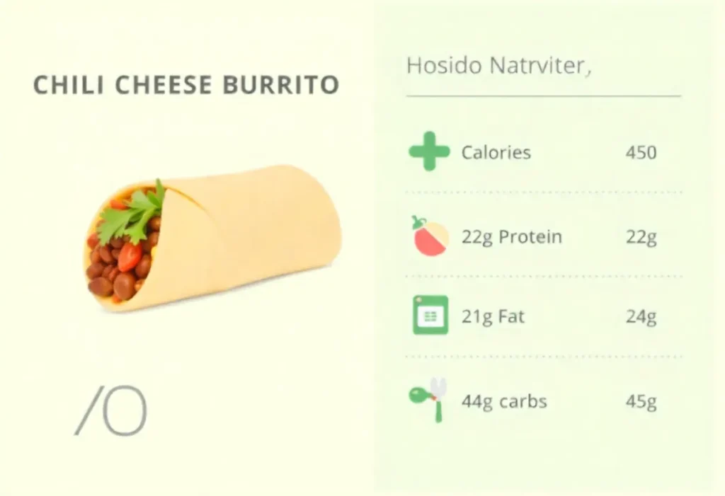 “Infographic-style nutrition chart for burrito”