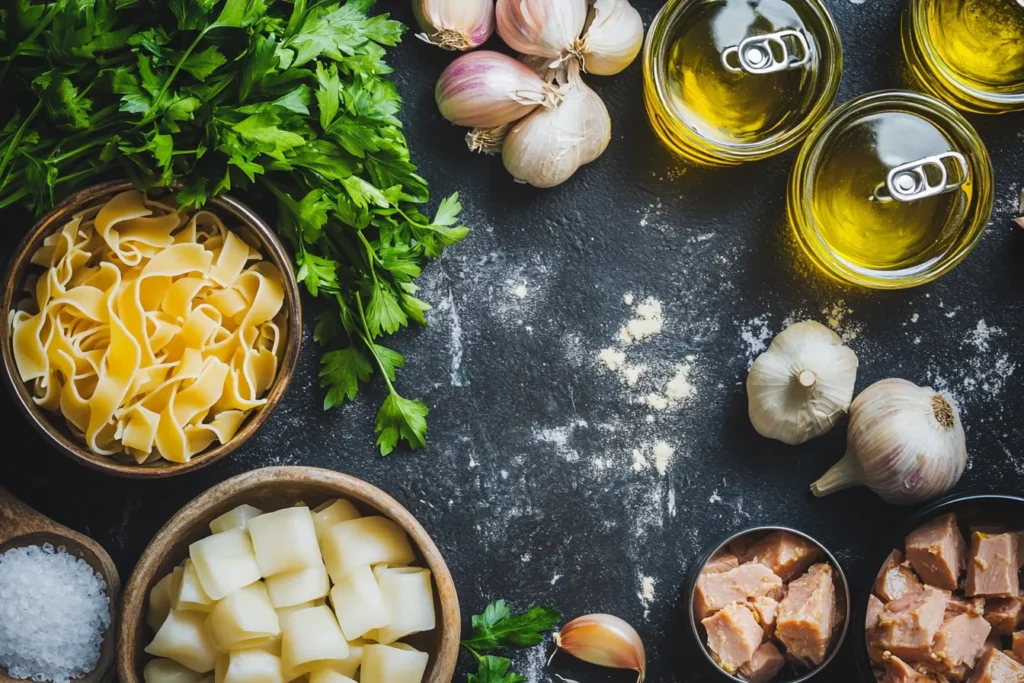 Ingredients for making Buona Beef Tuna Genovese laid out on a counter